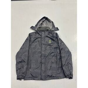 Monster Energy Drink Men's Black Hooded Fleece Lined Zip/Snap Jacket Small Y2K